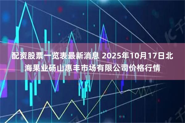 配资股票一览表最新消息 2025年10月17日北海果业砀山惠丰市场有限公司价格行情